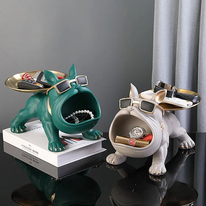 Bulldog Statue Storage Decor Piece