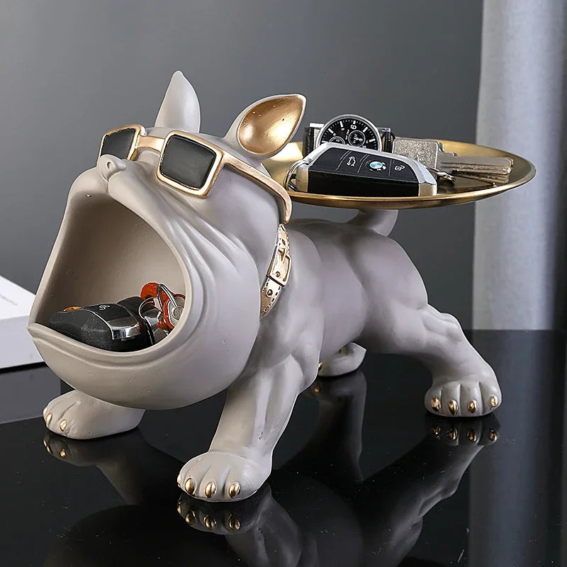 Bulldog Statue Storage Decor Piece