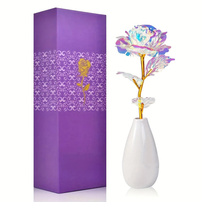 Galaxy Rose with Vase and Gift Box